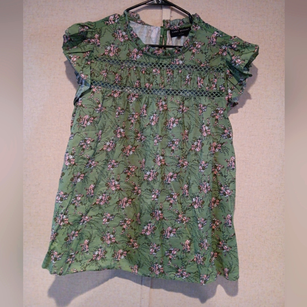 Lane Bryant Green Floral Blouse